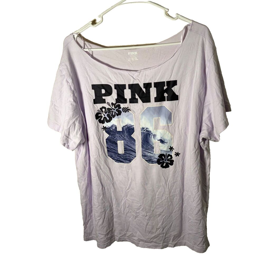 Pink T-Shirt Women's Large Round Neck Boat Neck Short Sleeve Graphic Tee